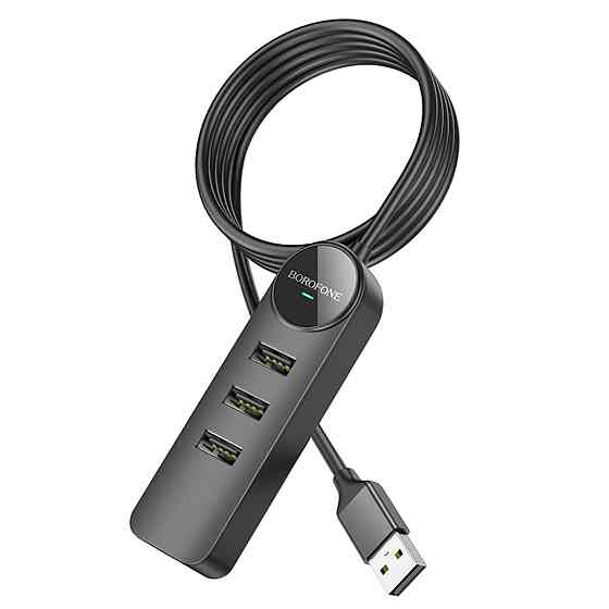 Адаптер Borofone DH5 Erudite 4-in-1 adapter(USB to USB3.0+USB2.0*3)(L=1.2M) Black Киев