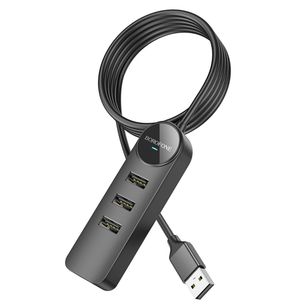 Адаптер Borofone DH5 Erudite 4-in-1 adapter(USB to USB3.0+USB2.0*3)(L=1.2M) Black Киев - изображение 2