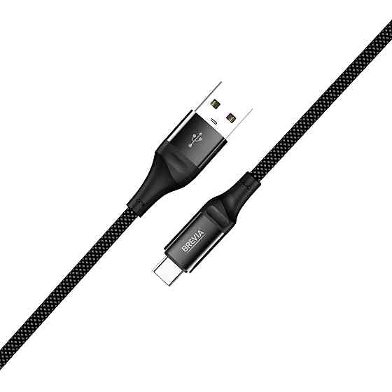 Кабель Brevia USB to Type-C 2,4А 1м, чорний ZIP (56100BUCZ1) Львів