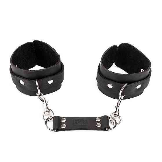 Наручники из натуральной кожи Flirty Leather - Black, KC00020 Sex Aura Киев