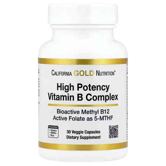 Комплекс витаминов группы B California Gold Nutrition High Potency Vitamin B Complex with Thiamin HCI, Niacin, Pantothenic Acid and Inositol, 30 caps Луцк