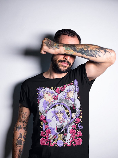 Футболка для хлопчика з аніме принтом Інуйасха Сессхомару Ред Моон оверсайз (зріст від 165 до 180) Чорний AnimeJ0047m Дніпро - фото 3