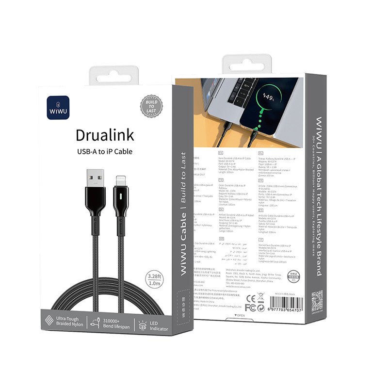 Кабель WIWU 12W Duralink Series Nylon Braided Cable Wi-C074 A-L 1M Одесса - изображение 2