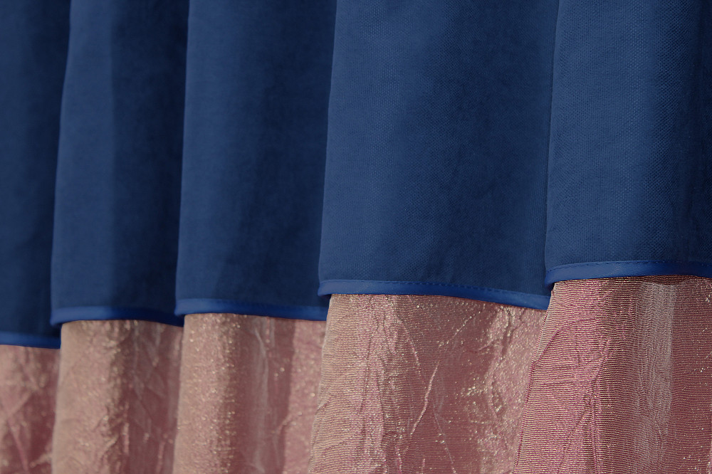 Кухонные шторы VR-Textil № 073к с ламбрекеном и подхватами розово-золотистый с синим 290х170 см (52-0377) Киев - изображение 4