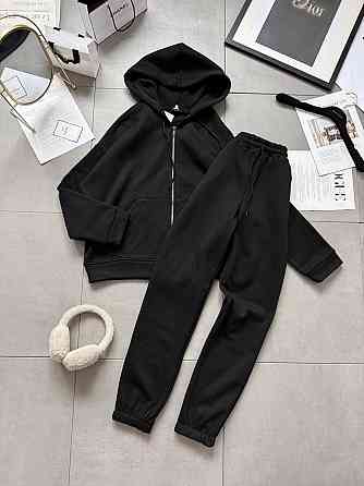 Женский стильный войлочный костюм двойка турецкая трехнить Черный, 44/46 Одесса