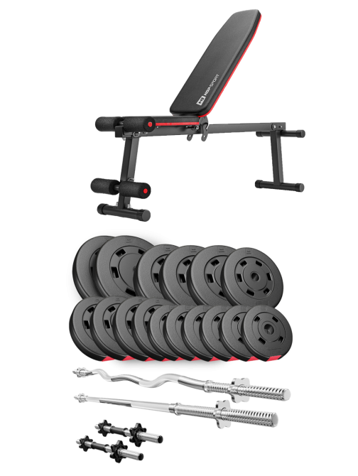 Набір Hop-Sport Premium 75кг з лавою HS-1010 Pro, штангами та гантелями Киев - изображение 2