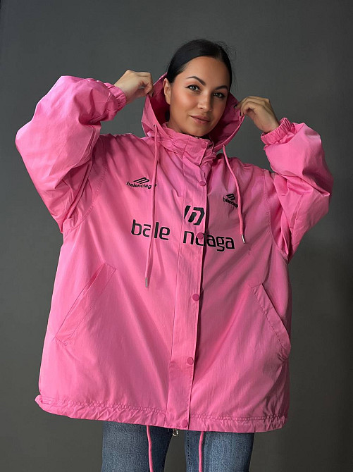 Куртка женская Lady Yep 9096 ветровка оверсайз удлиненная с капюшоном и надписями, розовый, one size Киев - изображение 5