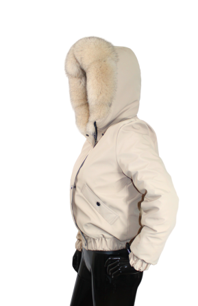 Бомбер жіночий з хутром песця Бежевий 52 Харків