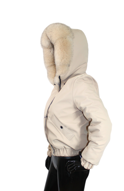 Бомбер жіночий з хутром песця Бежевий 52 Харків - фото 5