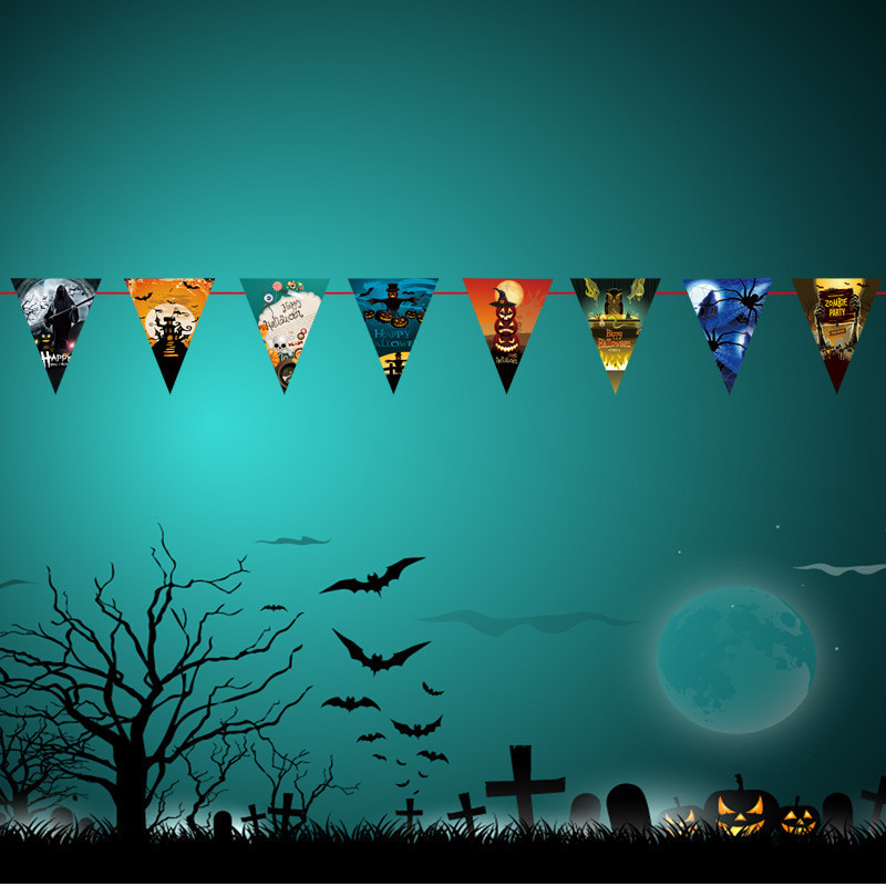 Гирлянда Хэллоуин бумажная треугольники 3 м разноцветный Киев - изображение 1