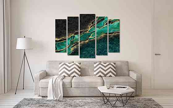 Модульна картина у вітальню/спальню  Флю Арт В зеленому кольорі  LM005_5 115x170 см Київ