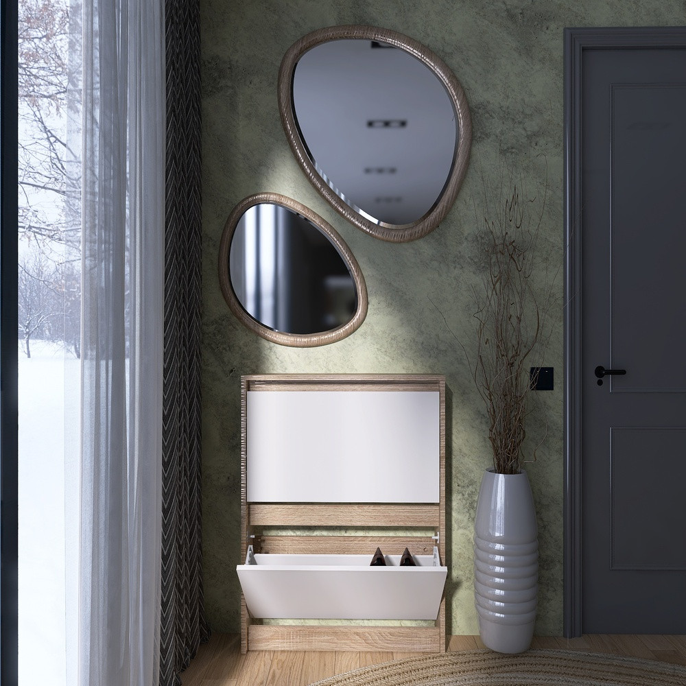 Тумба для обуви в прихожую Эверест Сити-160-2 70,2х16х95,8 см Дуб сонома/Белый (DTM-071107) Львов - изображение 5