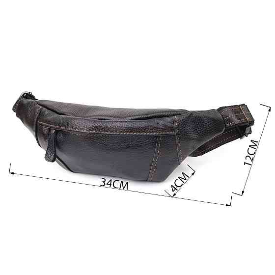 Привлекательная сумка-бананка для мужчин из натуральной зернистой кожи Shvigel 23127 Черный Киев