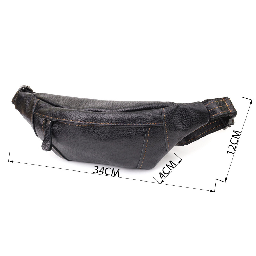 Приваблива сумка-бананка для чоловіків з натуральної шкіри зернистої Shvigel 23127 Чорний Київ - фото 3