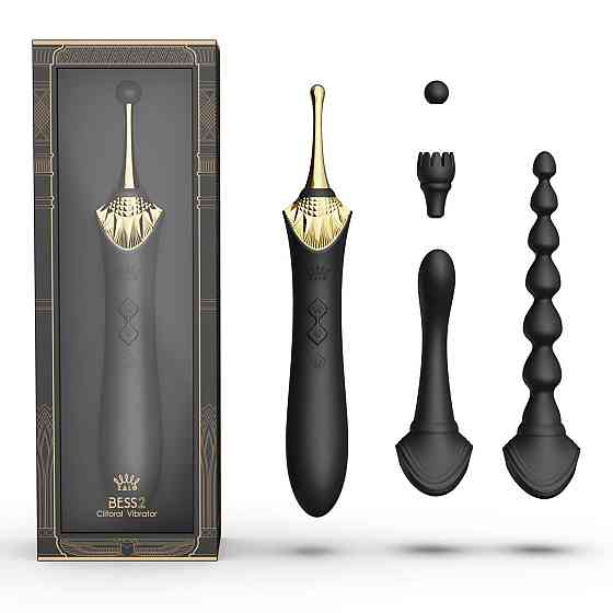 Мультифункціональний вібратор Zalo — Bess 2 Obsidian Black, 4 насадки, підігрів Sex Aura Київ