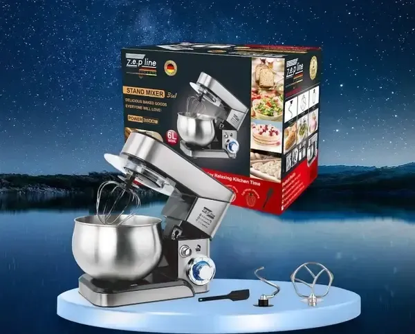 Планетарный миксер тестомес Zepline ZP-105 из нержавеющей стали Кухонный комбайн с чашей на 6л мощностью 3500 Вт Коломыя - изображение 3