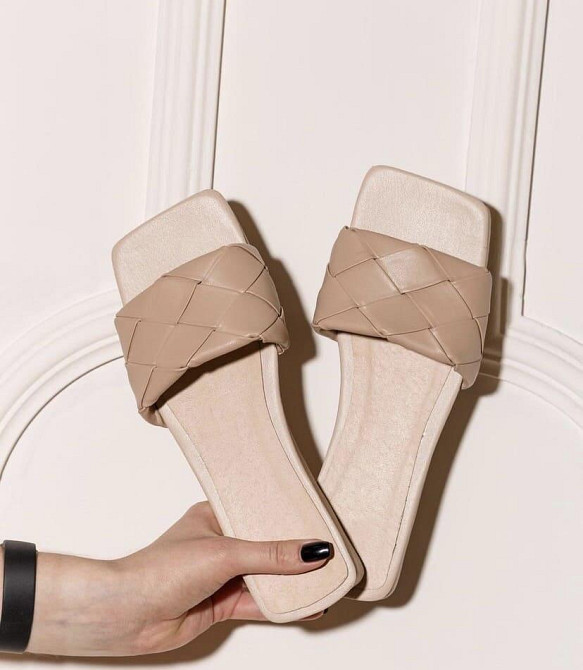 RONE Стильні шльопанці жіночі з натуральної шкіри бежеві на низькому ходу RONE 512 р. 36, 38 / Коломия - фото 2