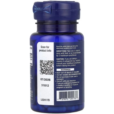 Вітамінно-мінеральний комплекс Life Extension Вітамін К2, 45 мг, Mega Vitamin K2, 30 капсул (LEX-24173) Вінниця - фото 3