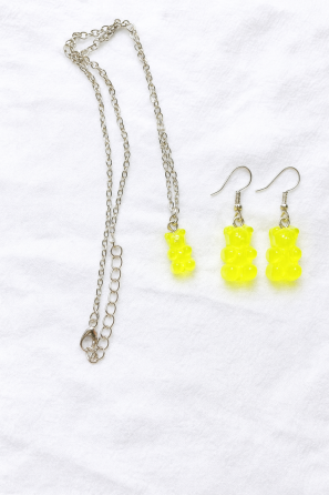 Бижутерия мишки желтые, кулон + серьги, размер мишки 1,6*1см, смола Киев