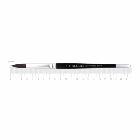 Пензель білка кругла Classic 3049R № 9 коротка ручка KOLOS Київ