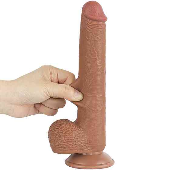 Реалістичний фалоімітатор 9 Sliding Skin Dual Layer Dong Brown Sex Aura Київ