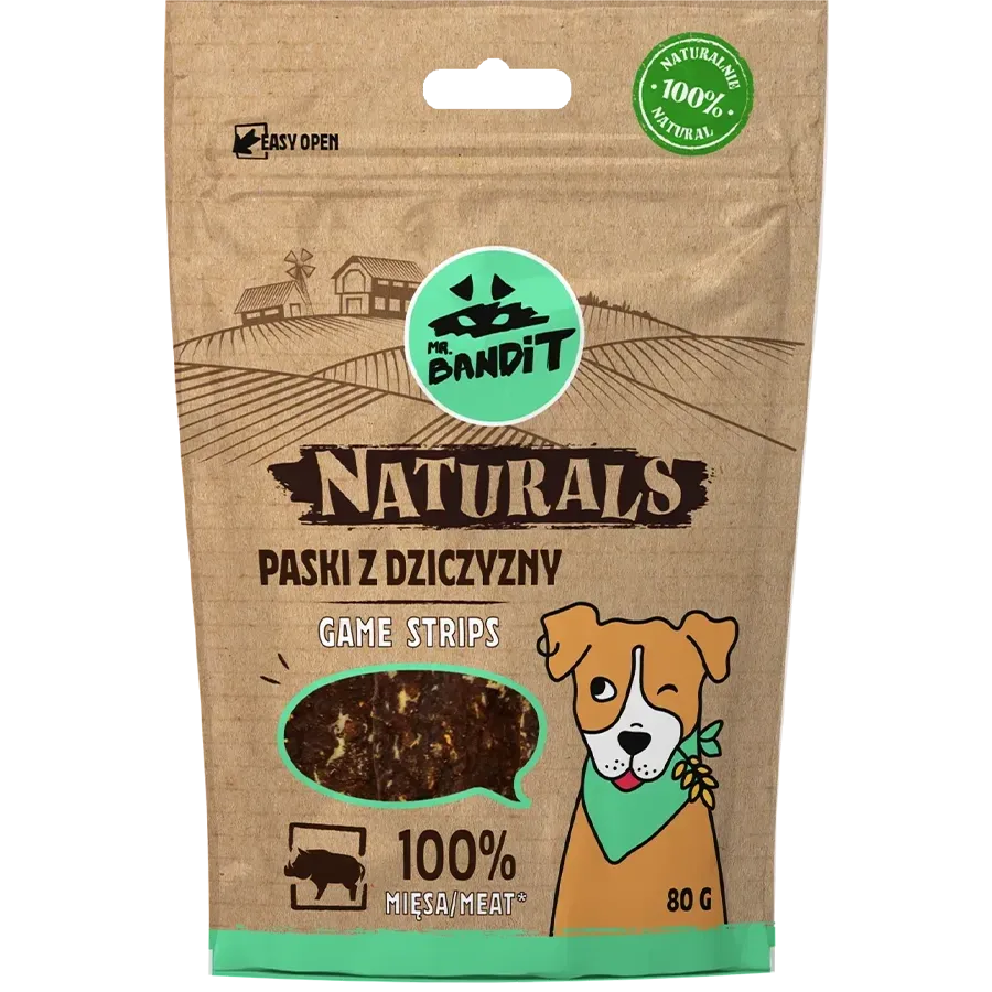 Лакомство для кошек Мистер Бандит Mr.Bandit Натуралс полоски из дичи для собак, 80 г Винница - изображение 1