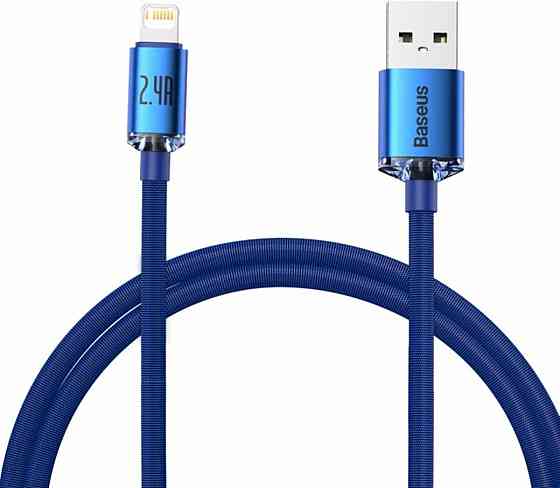 Кабель Baseus Crystal Shine Series Fast Charging Data Cable USB to iP 2.4A 1.2m Blue Киев