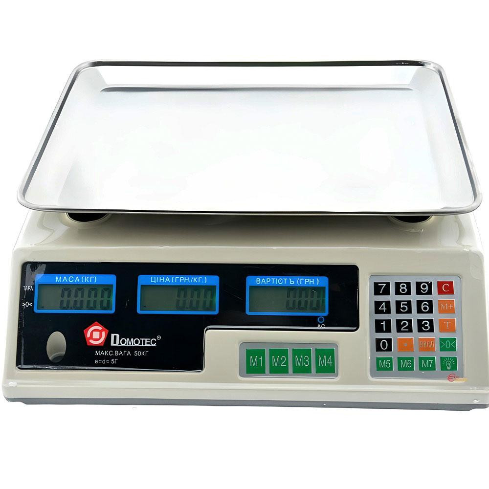 Торговые электронные весы до 50кг Domotec MS 228 / Аккумуляторные весы с дисплеем и платформой Киев - изображение 1