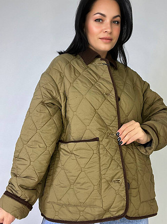 Куртка женская Lady Yep 9090 рубашка оверсайз стеганая демисезонная на пуговицах комбинированная с вельветом коричневая, коричневый, M Киев - изображение 15