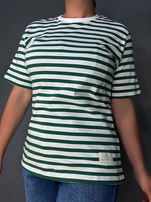 Футболка жіноча Pepper&mint CB24-53 в смужку з нашивкою зелена, зелений, S Київ - фото 11