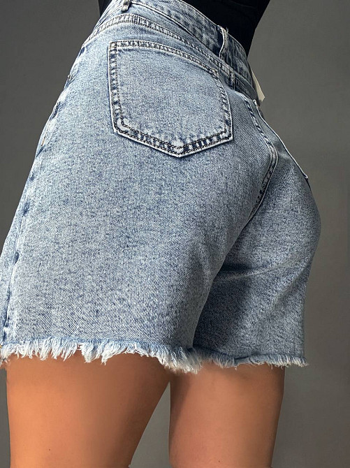 Шорти-спідниця жіночі Vanver 227 джинсові на гудзиках з бахромою блакитні, блакитний, 30, 30, 80 см, 108 см Київ - фото 3