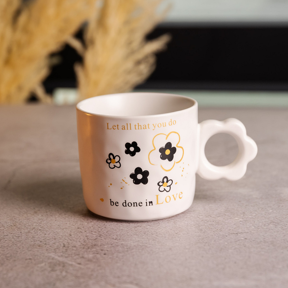 Чашка для чаю та кави порцелянова 420 (мл) гарна оригінальна кружка на подарунок FM-14A SBR Київ - фото 1