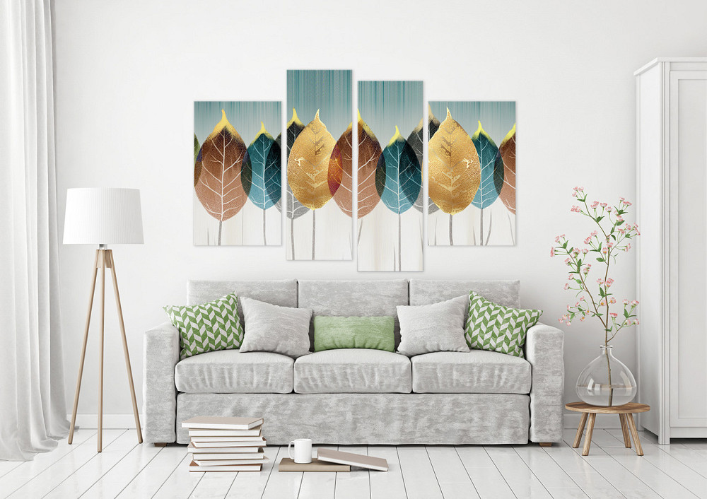 Модульна картина в спальню, вітальню Абстракція Листя Art-619_4 90x132 см Київ - фото 2