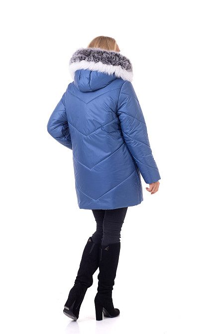 Женская зимняя куртка с мехом натуральным джинс. 48-62р Киев - изображение 4