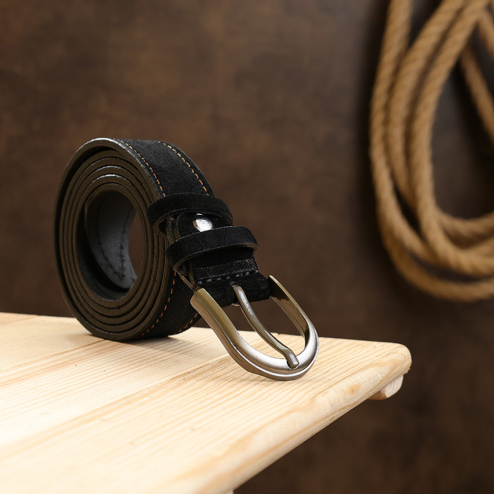 Замшевый ремень для женщин Vintage 20799 Черный Киев - изображение 8