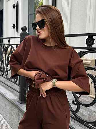 Спортивный костюм женский футболка и штаны джогеры Коричневый XL-XXL Харьков