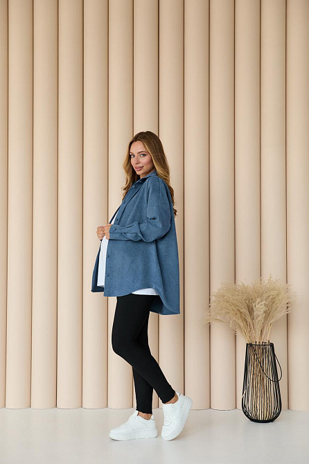 Женская рубашка для беременных стиля oversize из микровельвета Varna размер 2XL-3XL Lullababe джинсовая Кривой Рог - изображение 9