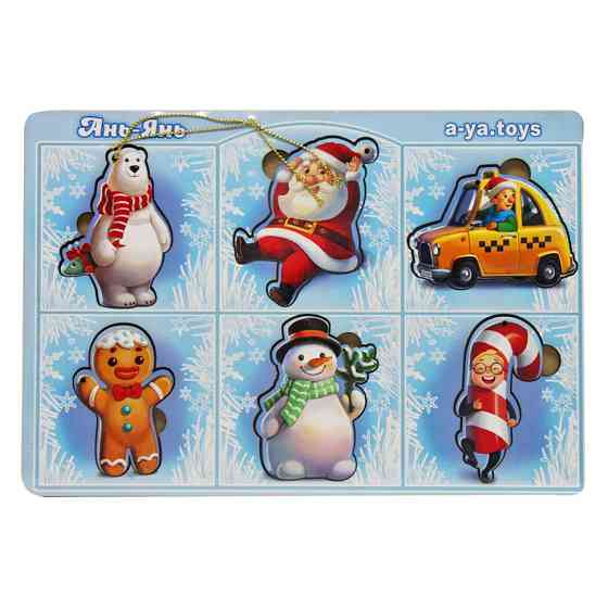 Розвиваючий пазл-вкладиш "Новорічний -1" (ПСФ013) PSF013, 6 картинок Вінниця