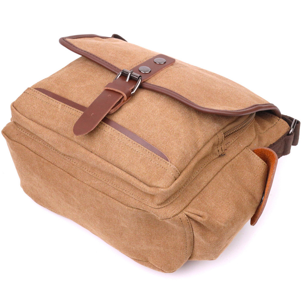 Функціональна чоловіча сумка з клапаном із текстилю Коричнева (Vintage) Київ - фото 9
