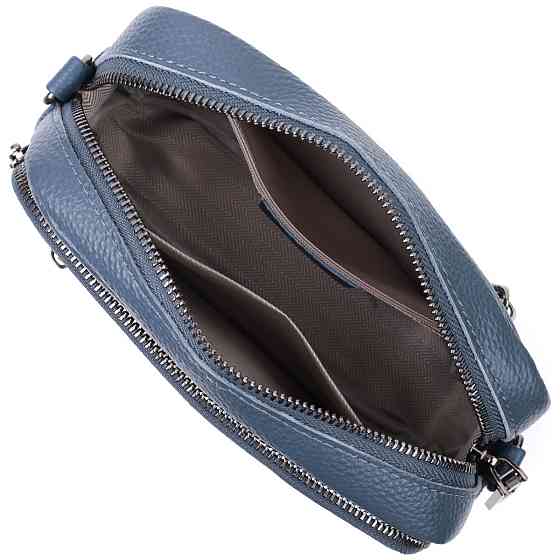 Оригінальна сумка жіноча з накладною кишенею з натуральної шкіри Синя (Vintage) Київ