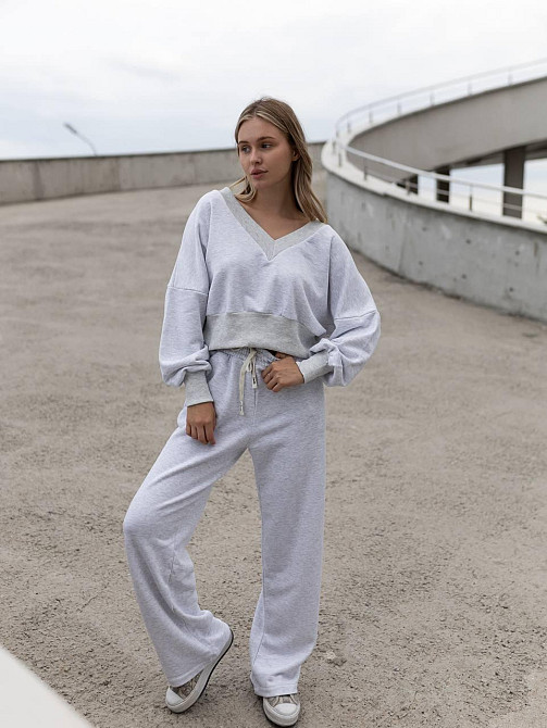 Женский базовый прогулочный костюм двойка: кофта и штаны турецкая трехнить пенье Меланж Одесса - изображение 4