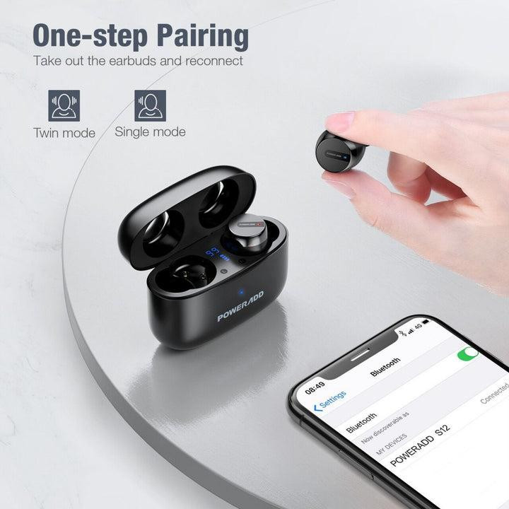 Беспроводные наушники Poweradd S12 TWS Bluetooth 5.0 спортивные влагозащищенные IPX8 с сенсорным управлением черные Киев - изображение 7