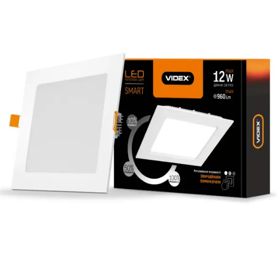 LED Панель врізна квадратна 12W 5000К VL-DLSD3-125 Videx Житомир