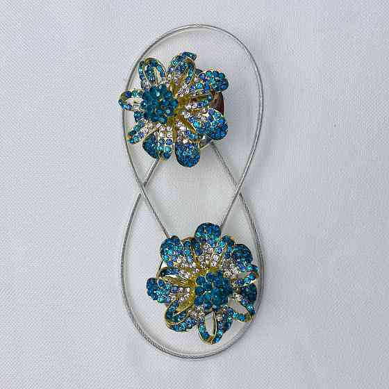 Магніти для штор та гардин "Flowers" набір 2 шт Бірюзовий з золотистим (81-200) Київ