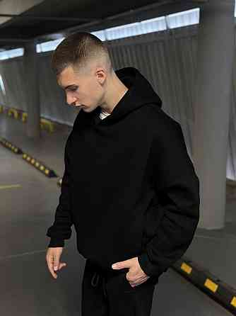 Чорне худі оверсайз чоловіче Pobedov Urbanist. Худі чорне чоловіче зима Київ