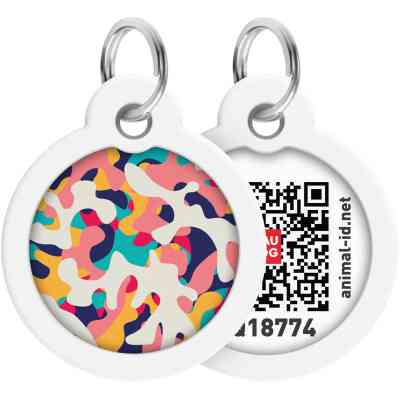 Адресник для тварин WAUDOG Smart ID з QR паспортом "Камо різнокольоровий", круг 30 мм (230-0206) Вінниця