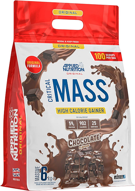 Гейнер Applied Nutrition Original Critical Mass Weight Gainer (6kg - 25 Servings) (Chocolate) Луцьк - фото 1