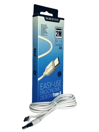 Кабель USB - Type C 2 м, 3 А, РВХ, прямі роз'єми, Borofone BX14 LinkJet, максимальний струм 3 А Київ