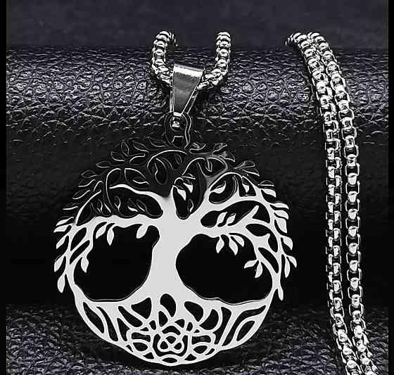 Срібна підвіска «Дерево життя» з нержавіючої сталі на ланцюжку Київ