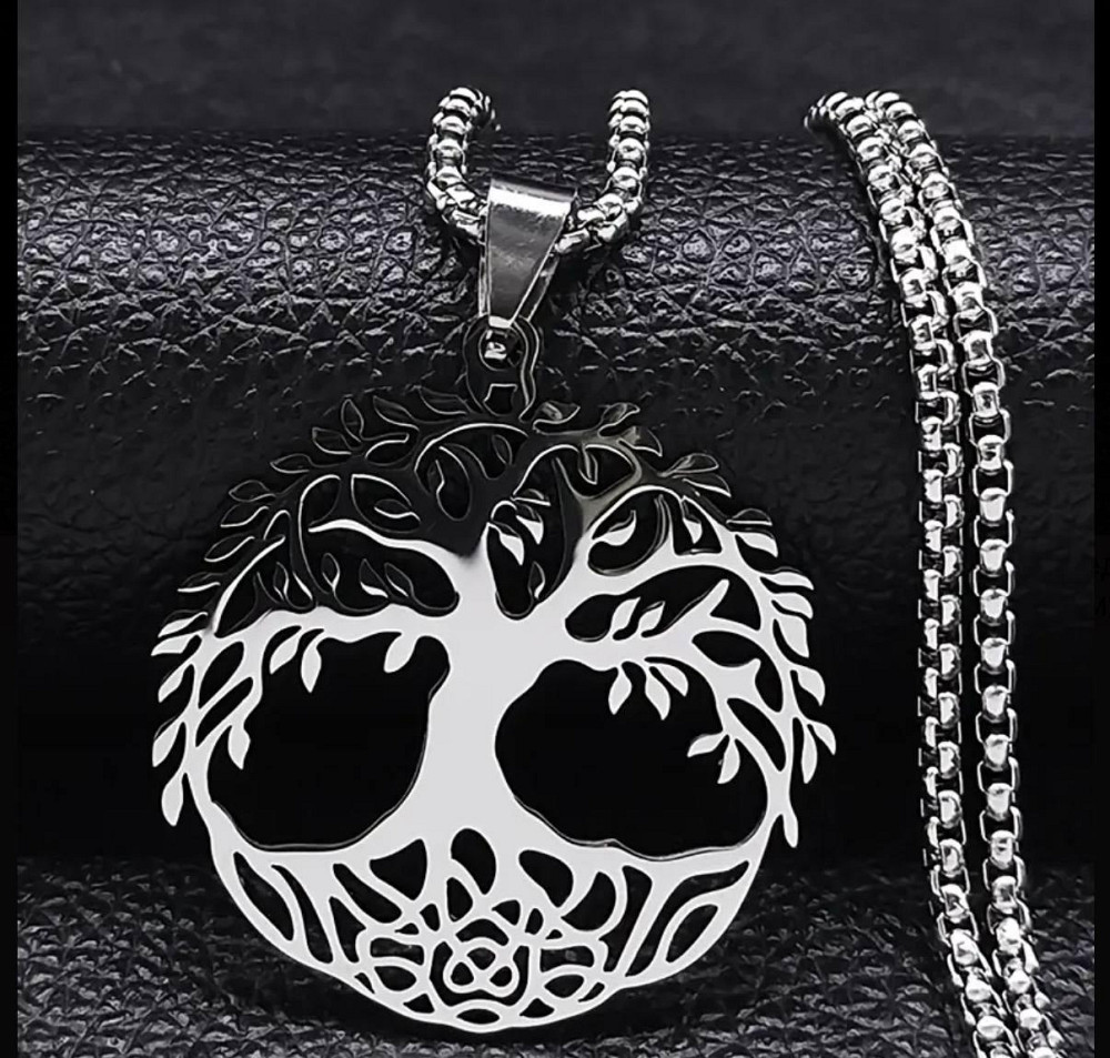 Срібна підвіска «Дерево життя» з нержавіючої сталі на ланцюжку Київ - фото 1